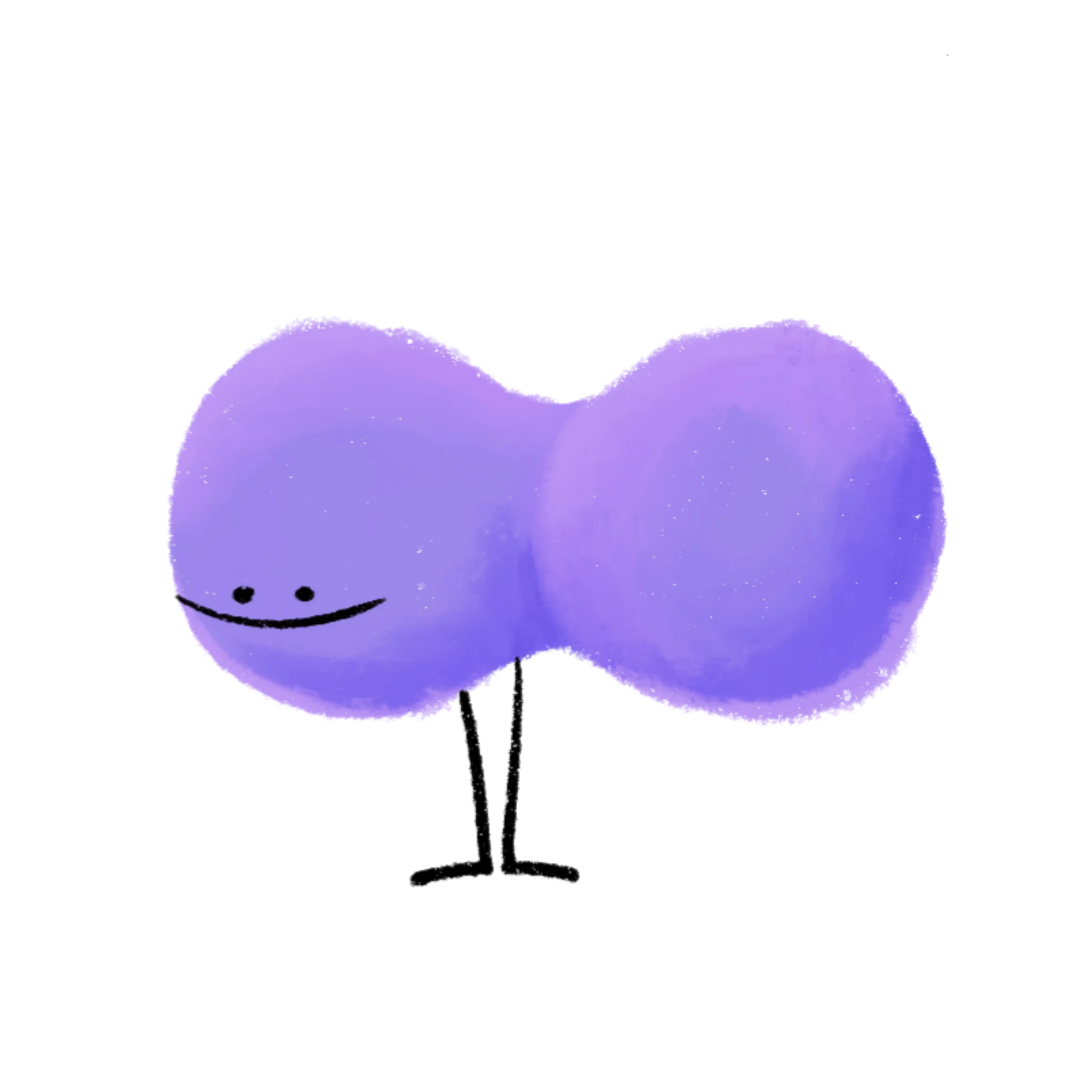 Purple guy composed of two spheres